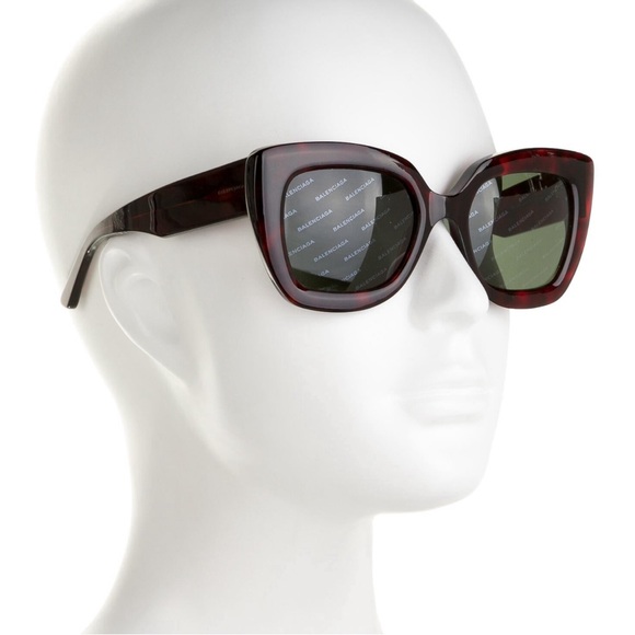 Balenciaga All-Over Logo Sunglasses in Havana Brown - Picture 3 of 8